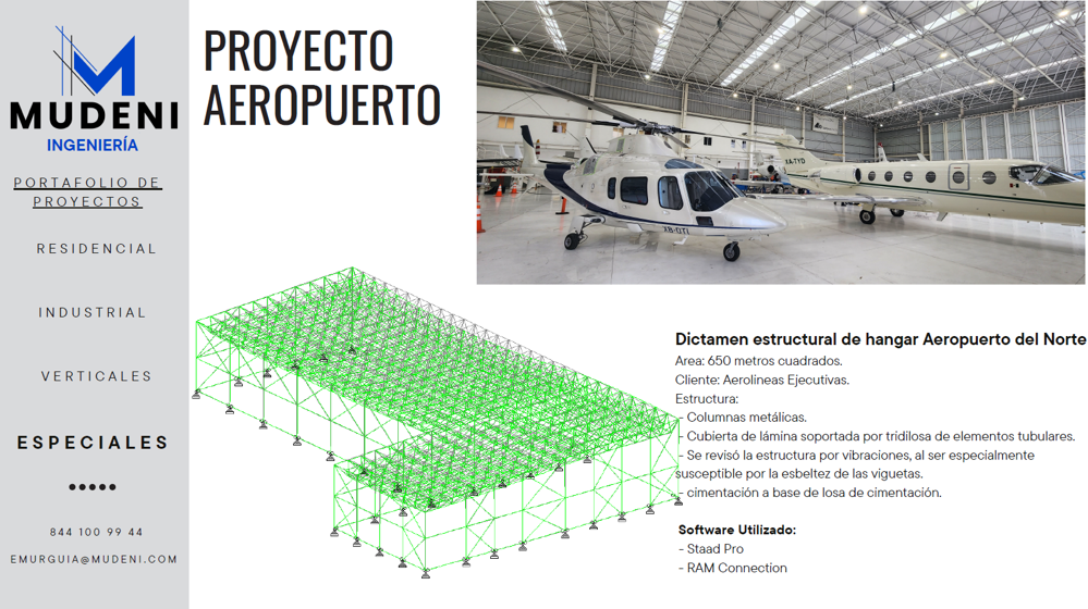 Hangar y modelo estructural de Aeropuerto del Norte